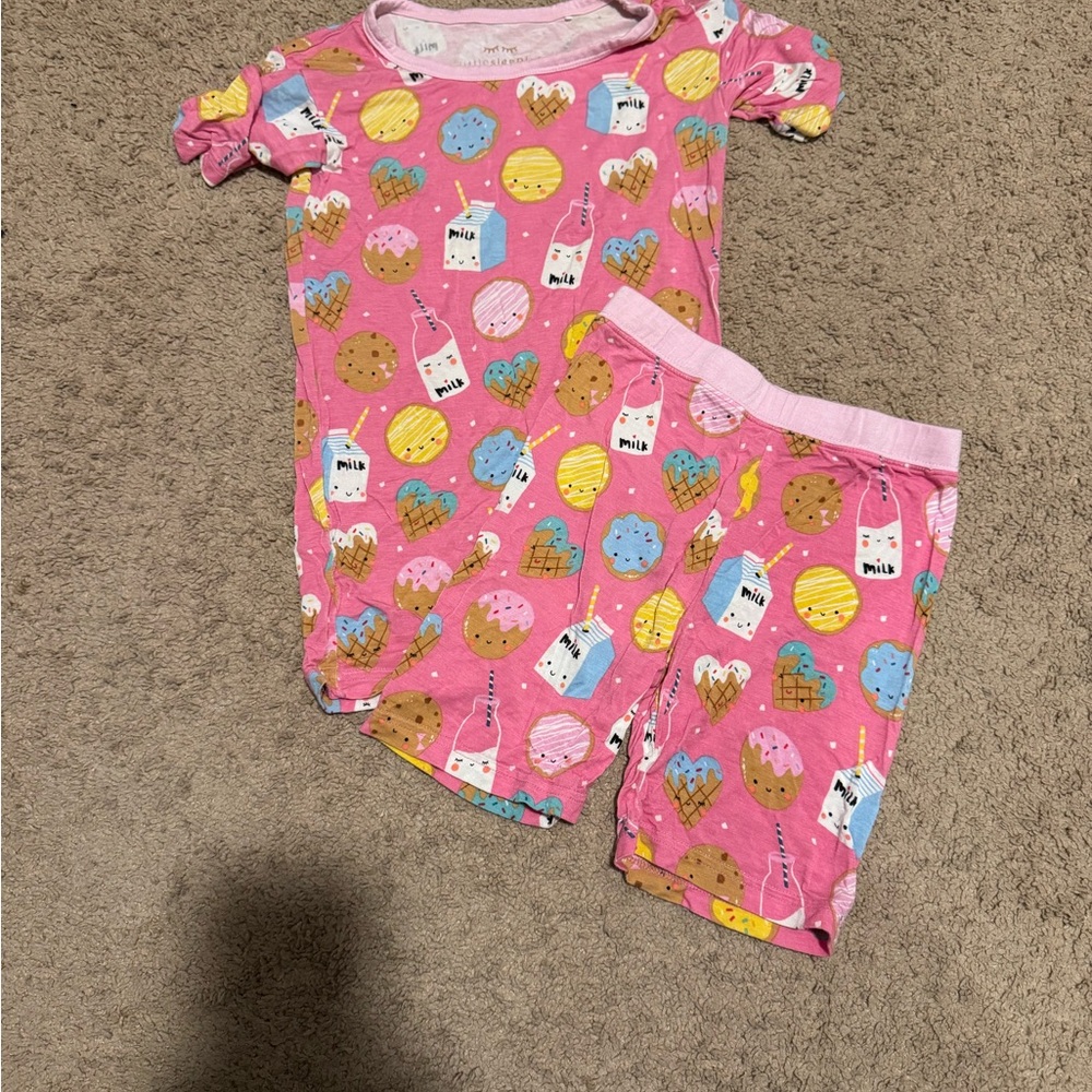 Little Sleepies Pink Pajama Set milk and cookies
